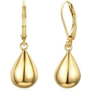 Women's 14k Gold Plated Post Waterdrop Dangle Drop Hoop Earrings Jewelry Gifts